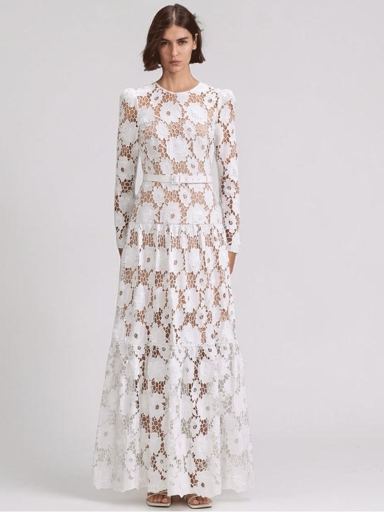 Self-Portrait Dresses & Skirts - Self Portrait White 3D Maxi Floral Lace Dress Size 2